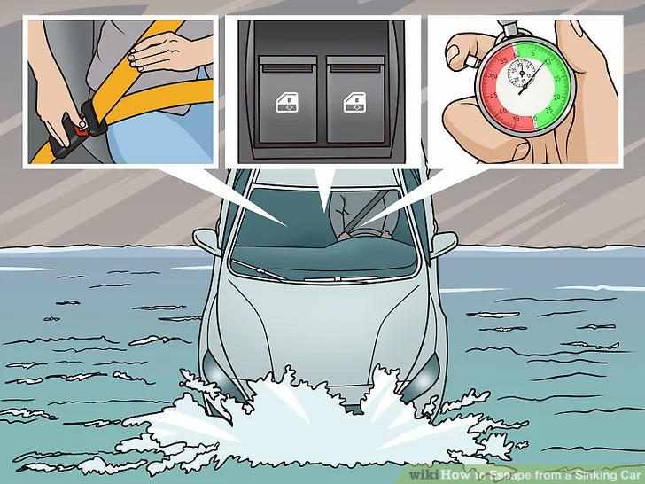 Bạn chỉ có khoảng 30-60 giây để hành động trước khi xe của bạn chìm hẳn xuống nước.