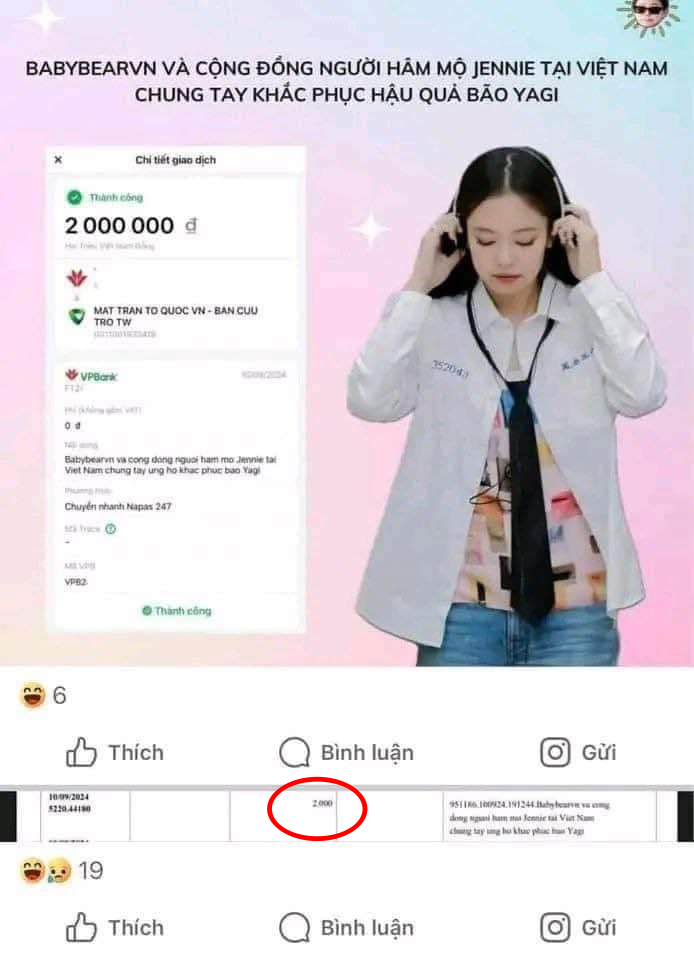 Hình ảnh “check var” gây xôn xao mạng xã hội của fanpage với admin là người hâm mộ thành viên Jennie nhóm BLACKPINK