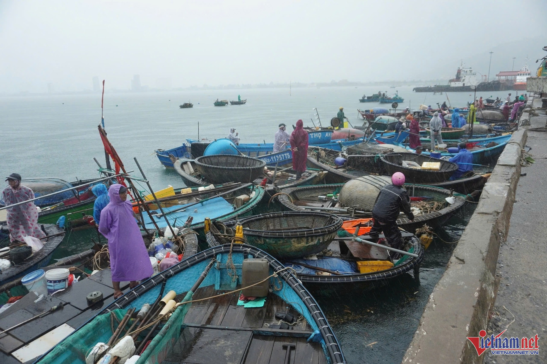 Sáng 18/9, ngư dân TP Đà Nẵng đang khẩn trương thu gọn ngư lưới cụ vào bờ tránh trú.