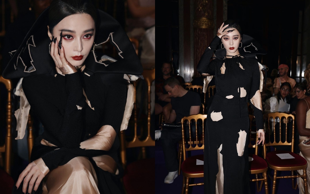 Nữ diễn viên xuất hiện tại show thời trang của Viktor & Rolf trong khuôn khổ Paris Haute Couture Fashion Week.