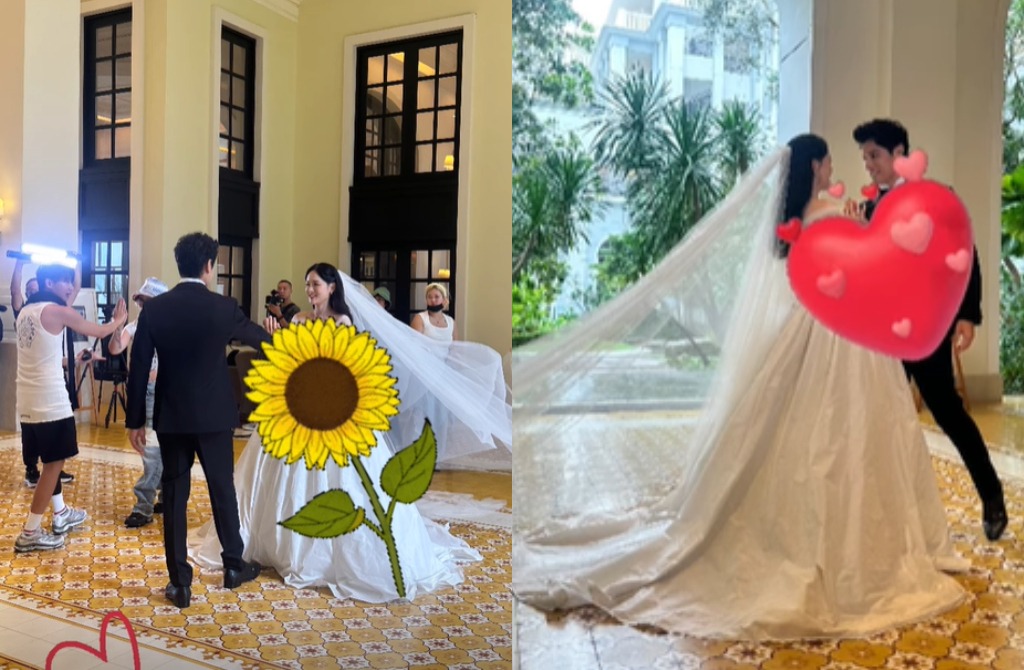 Vợ chồng Trần Kiều Ân lên đồ tập duyệt trước khi nghi lễ chính thức được cử hành