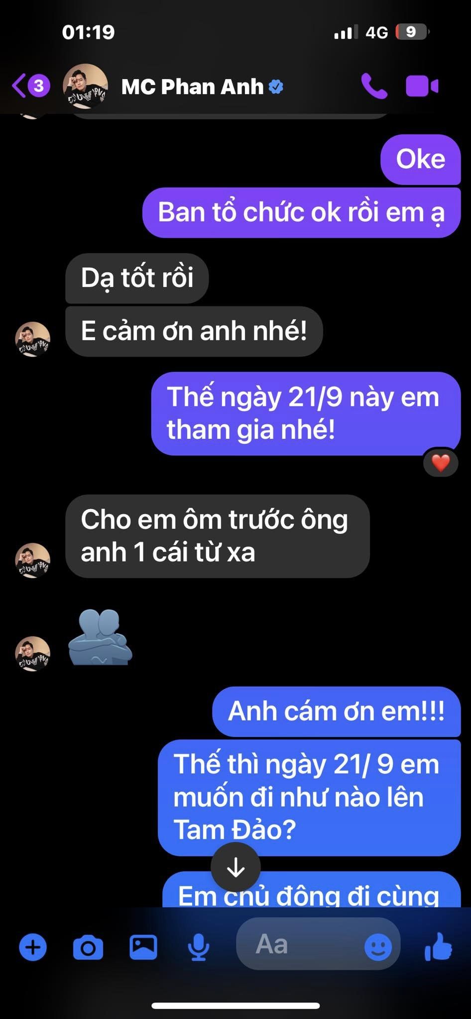 Duy Mạnh công khai tin nhắn với Phan Anh.