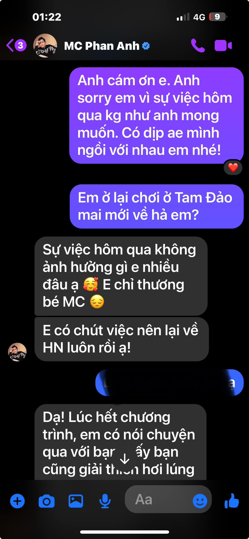 Duy Mạnh xin lỗi Phan Anh vì sự việc không như mong muốn.