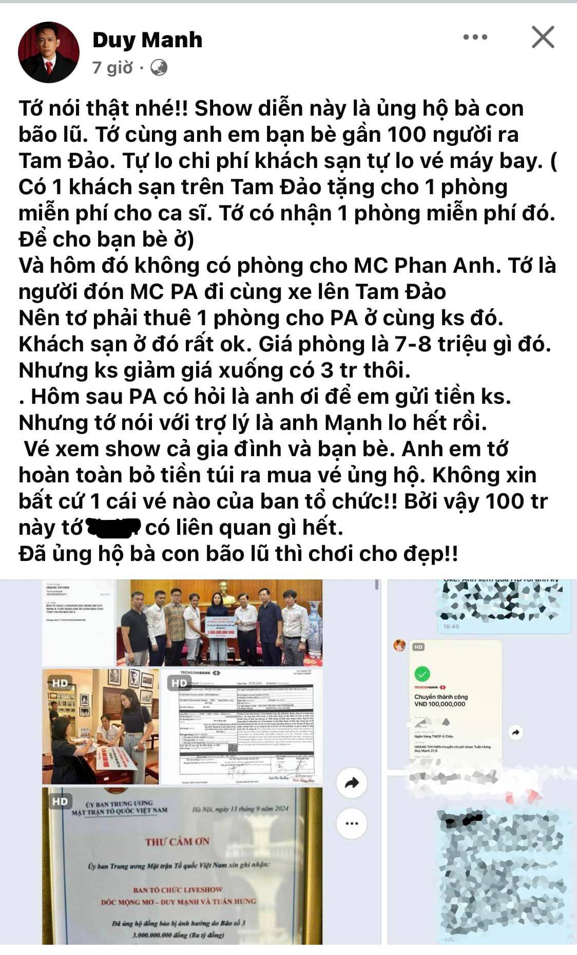 Chia sẻ của Duy Mạnh.