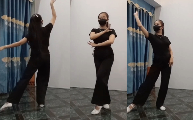 Bạn nữ này được khán giả khen có những động tác đúng chuẩn, uyển chuyển như diễn viên múa chuyên nghiệp. Nguồn: ntp.044