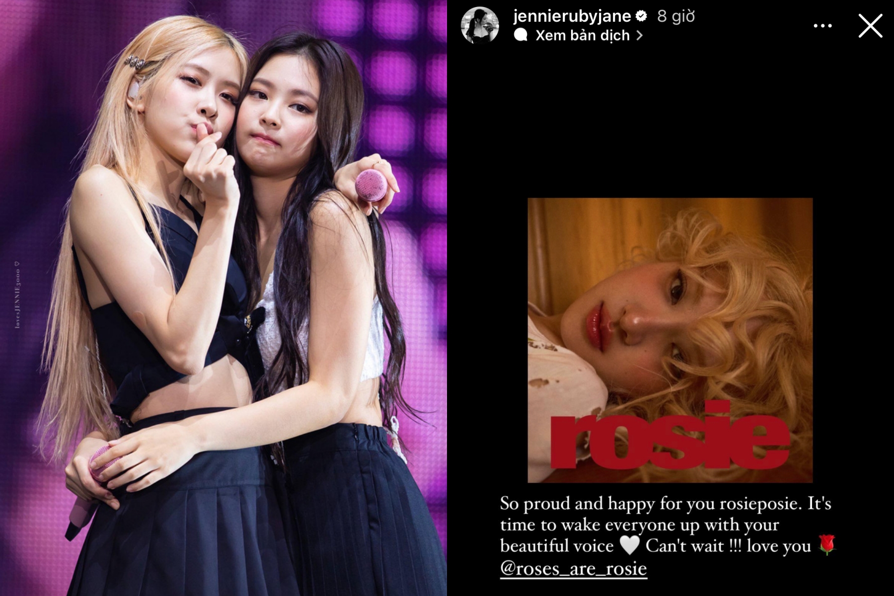 Jennie nhắn gửi đến Rosé 