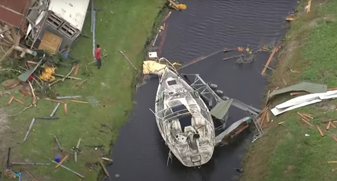 Siêu bão với sức gió kinh hoàng, đã phá hủy hàng loạt du thuyền đắt đỏ, và khiến chúng “chạy loạn” trên đường. (Ảnh: Getty Images).