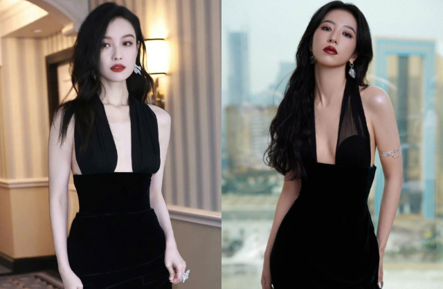 Châu Vũ Đồng (phải) bị tố cố tình chỉnh sửa váy áo, làm tóc và trang điểm giống đàn chị khi cùng dự 1 sự kiện để gây chú ý
