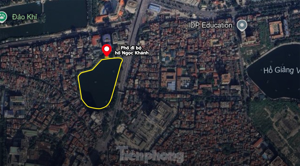 Vị trí phố đi bộ hồ Ngọc Khánh trên bản đồ. (Ảnh: Google Maps)