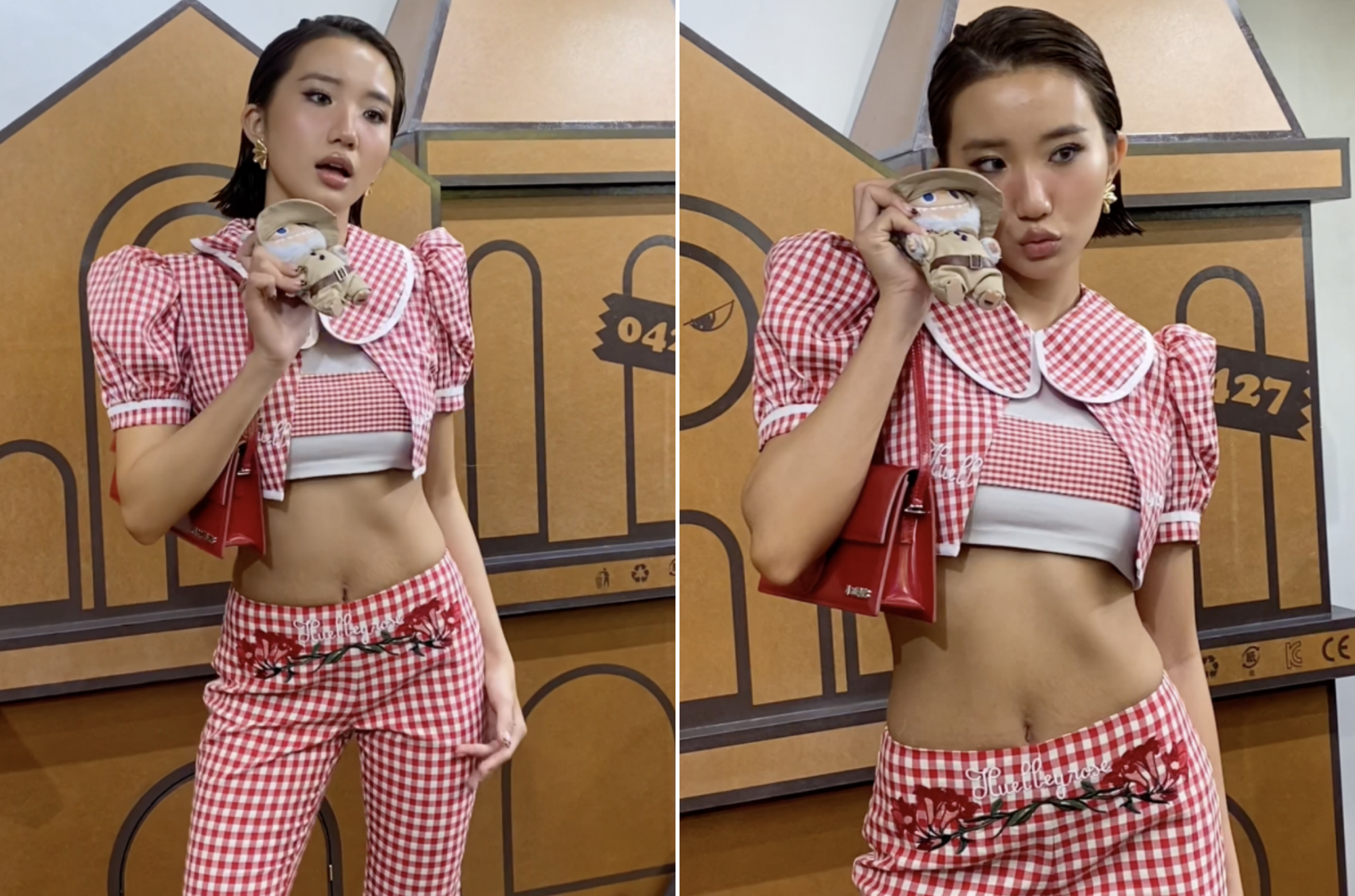 Ảnh Huyền 2024 qua cam thường, vùng bụng nhìn rõ vết rạn da