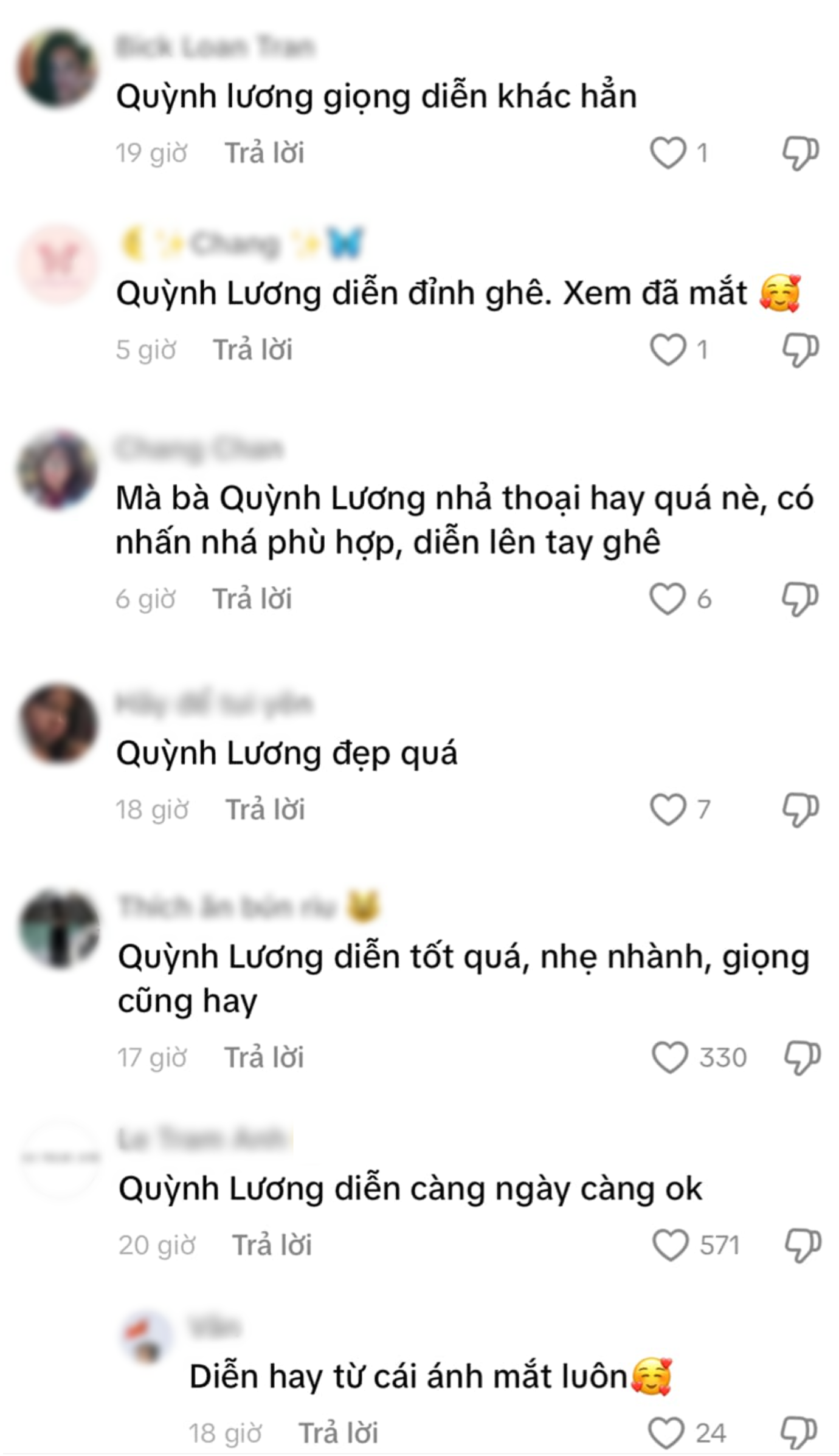 Khán giả khen ngợi diễn xuất và nhan sắc của Quỳnh Lương