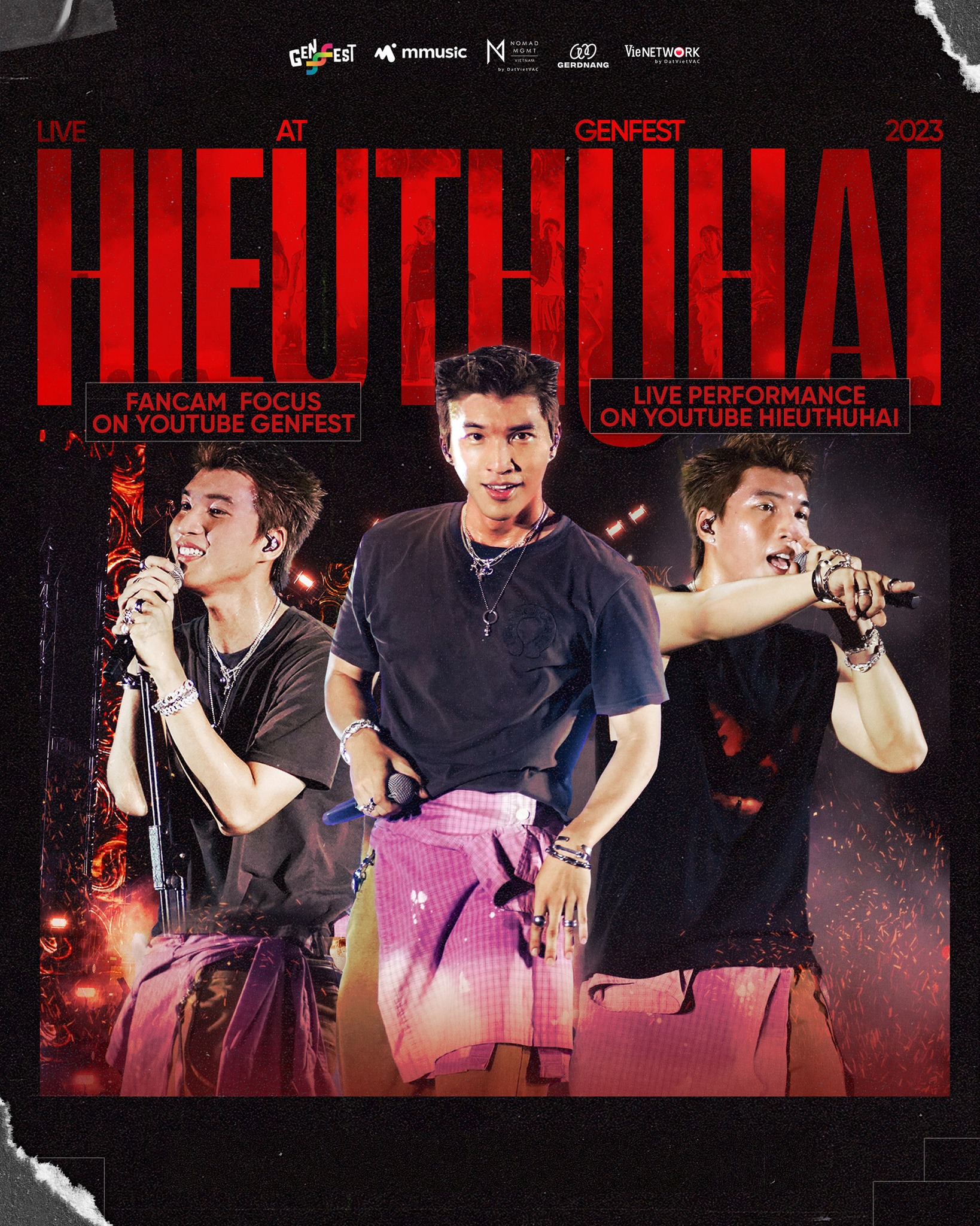 HIEUTHUHAI là line-up chính của GENFEST 2023, set diễn riêng với một vài tiết mục được GERDNANG hỗ trợ