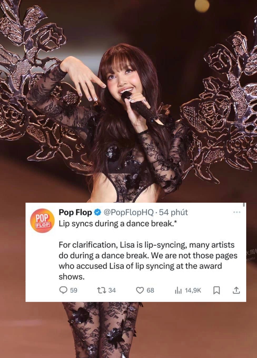 Bị BLINK phản ứng kịch liệt, trang tin kể trên đã lưu ý thêm Lisa dùng backtrack cho phần dance-break