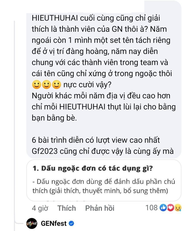 Một bình luận bất bình của fan HIEUTHUHAI làm dấy lên nhiều mâu thuẫn