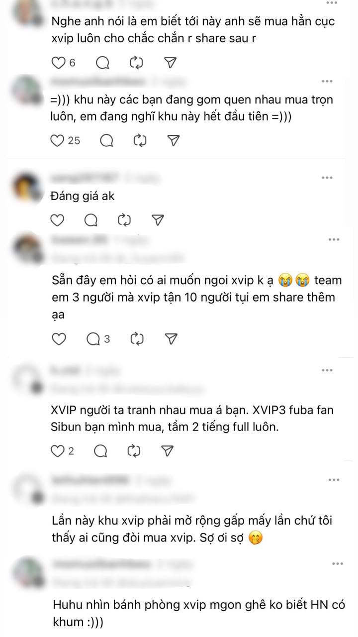 Nhiều người chia sẻ trải nghiệm tại khu XVIP khiến dân tình rần rần lập team săn vé concert ATVNCG ở Hà Nội sắp tới. 