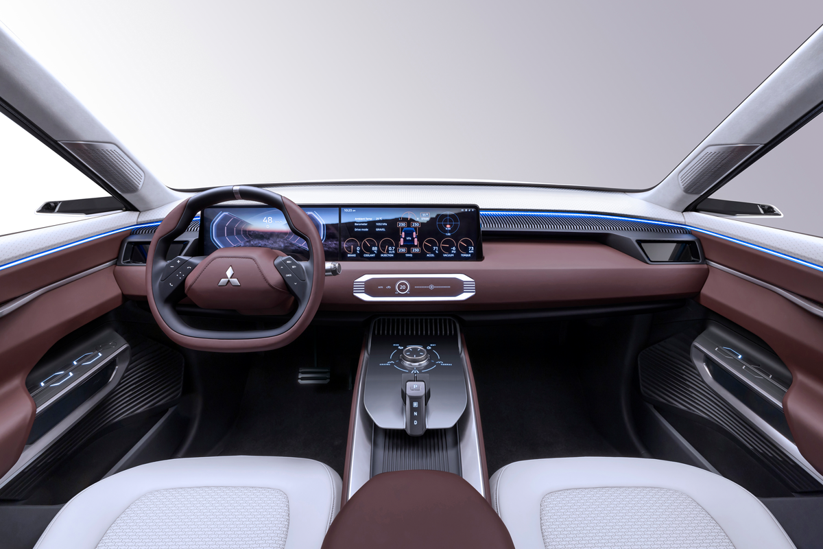 Nội thất Mitsubishi DST Concept đẹp nhưng khó lòng có thể chuyển hóa để sử dụng trên một mẫu xe thành phẩm ở phân khúc phổ thông. Ảnh: Mitsubishi