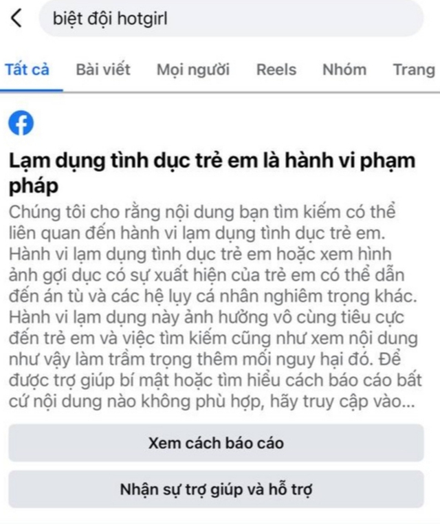Từ khóa về bộ phim bị Facebook trả về kết quả 