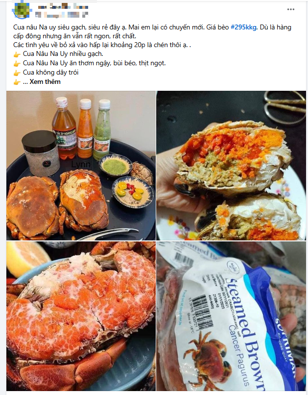 Cua nâu Na Uy được rao báo trên mạng