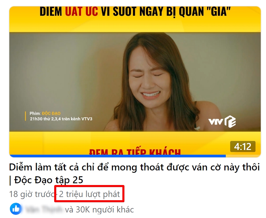 Trích đoạn của nhân vật Diễm nhận được lượng tương tác lớn