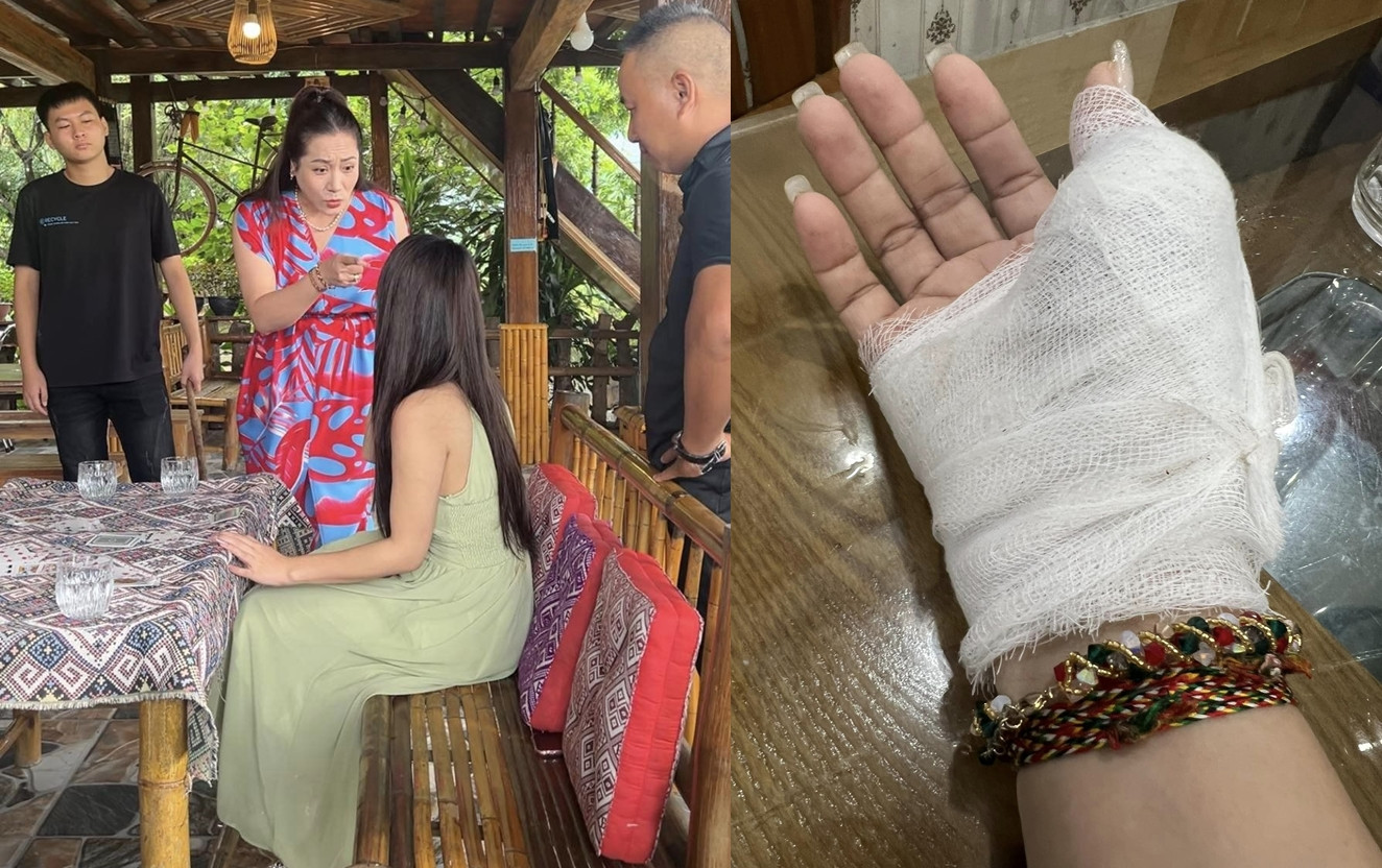 Diễn viên Thu Huyền bị trật ngón tay khi quay cảnh đánh ghen trong 