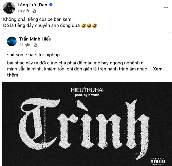 Lăng LD chia sẻ lại bài đăng của HIEUTHUHAI và bày tỏ sự hứng thú