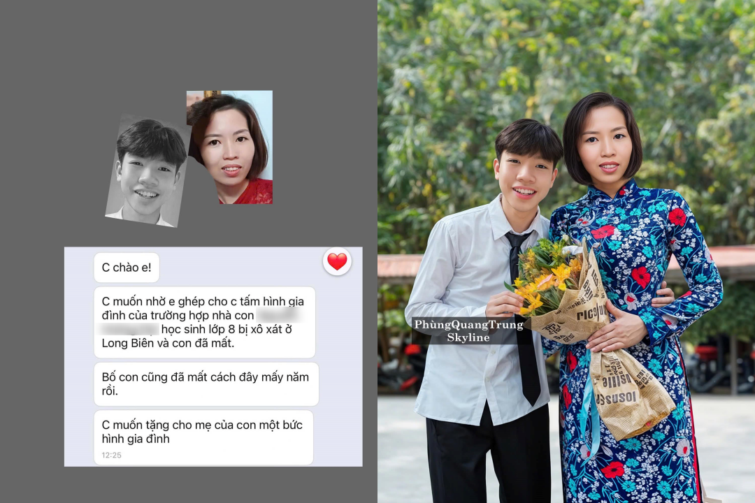 Bức ảnh ghép của hai mẹ con chị Lan cho anh Phùng Quang Trung thực hiện (Ảnh: Phùng Quang Trung).