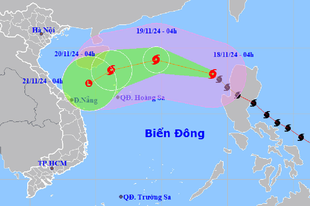 Bão số 9 Man-yi suy yếu nhanh khi tương tác với không khí lạnh. Nguồn: NCHMF