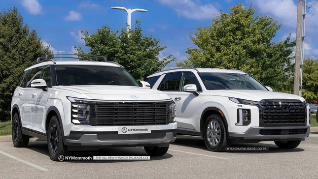 So sánh thiết kế giữa bản concept Hyundai Palisade đời mới và phiên bản hiện hành. Ảnh: NyMammoth.