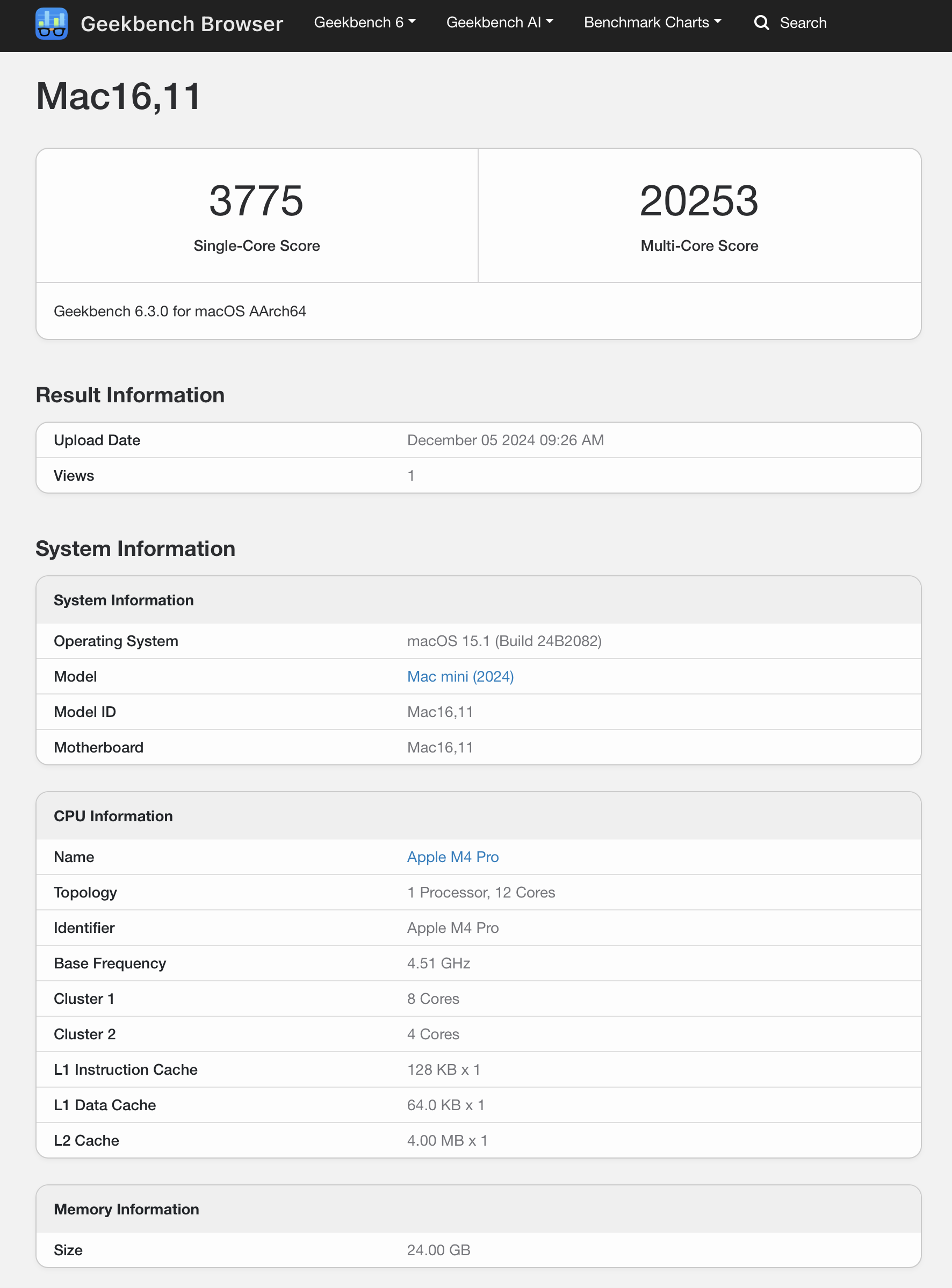 Thử nghiệm Geekbench 6 cho thấy điểm số CPU của nó không kém cạnh M2 Ultra trên Mac Studio, vốn từng giữ vị trí máy Mac nhỏ gọn để bàn nhanh nhất.