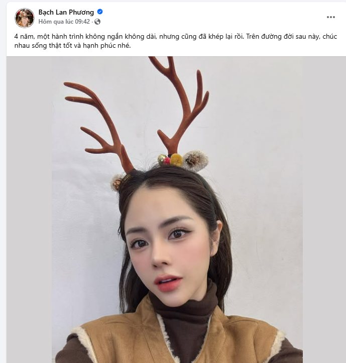 Bạch Lan Phương viết dòng trạng thái đầy suy tư, khiến netizen rộ nghi vấn cặp đôi đã chia tay