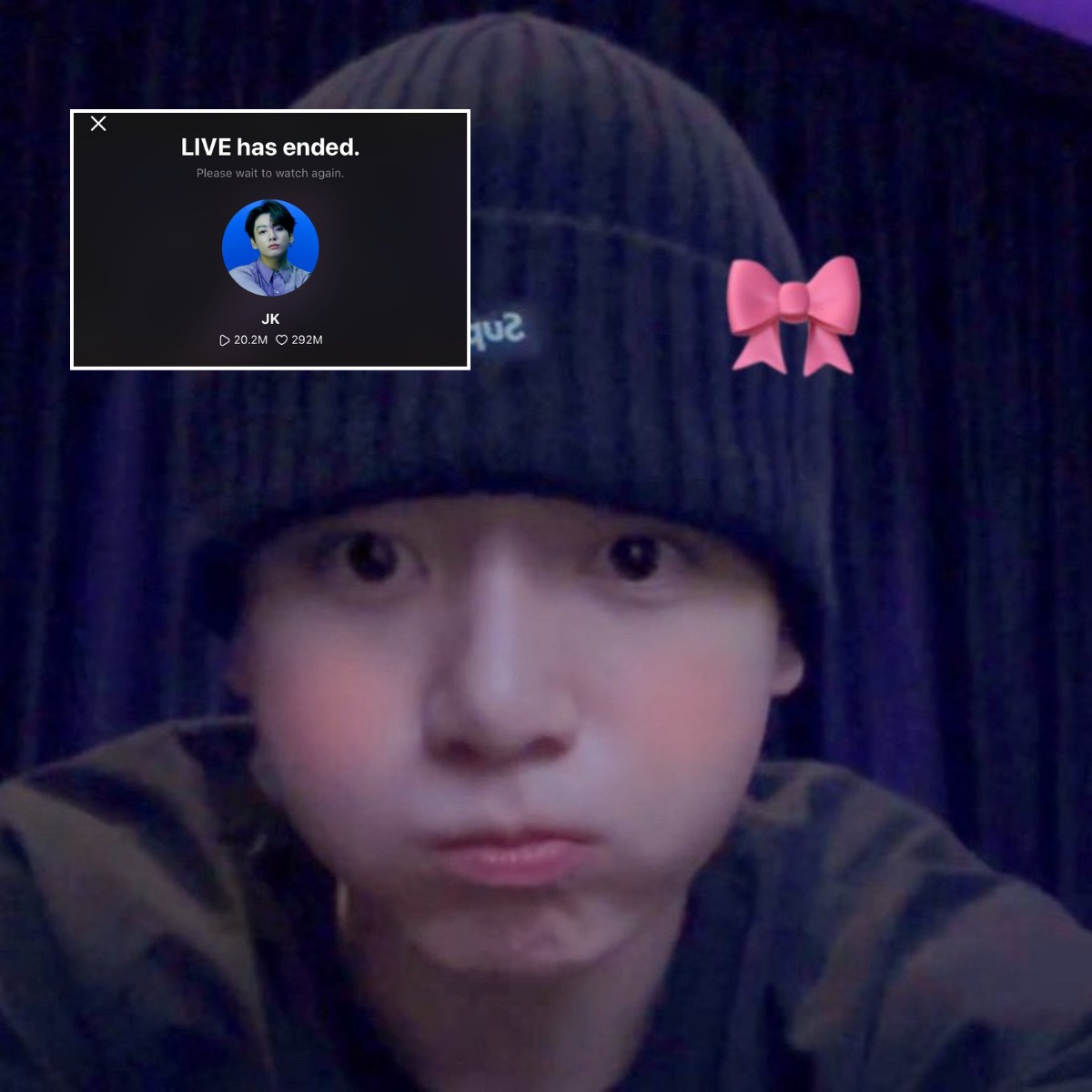 Jung Kook trở thành cá nhân đầu tiên vượt qua cột mốc 20 triệu người xem theo thời gian thực trên livestream của Weverse (ảnh: Jungkook Vietnamese Fanpage)
