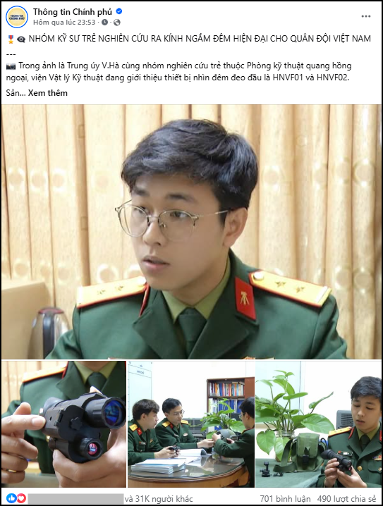 Bài đăng trên fanpage Thông tin Chính phủ.