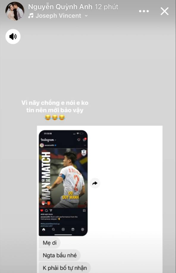 Vợ Duy Mạnh không tin chồng mình xuất sắc nhất trận khiến anh phải phân trần