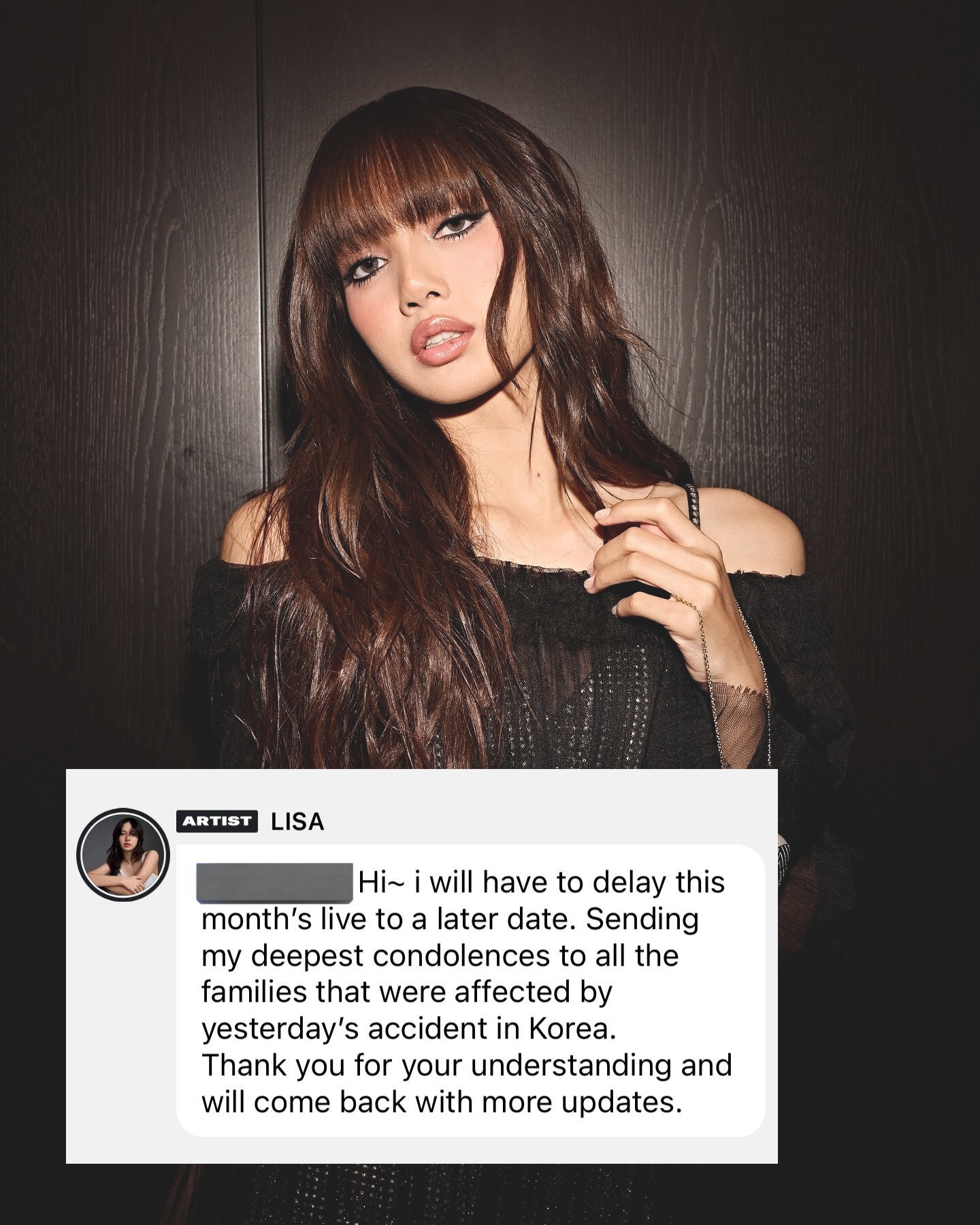 Lisa gửi lời nhắn đến các nạn nhân