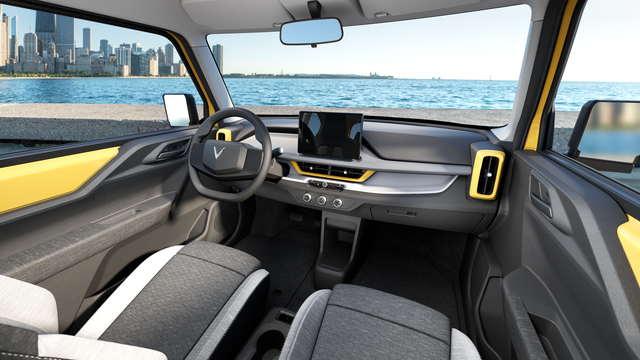 Ảnh dựng đồ họa nội thất VinFast VF 3 bản sản xuất thương mại.