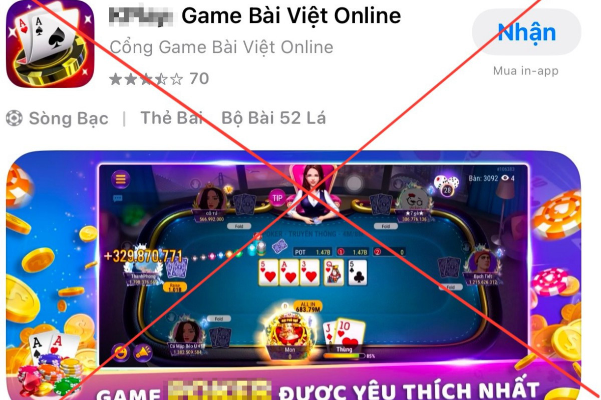 Một game đánh bạc đang được phát hành trên kho ứng dụng AppStore của Apple. Ảnh chụp màn hình