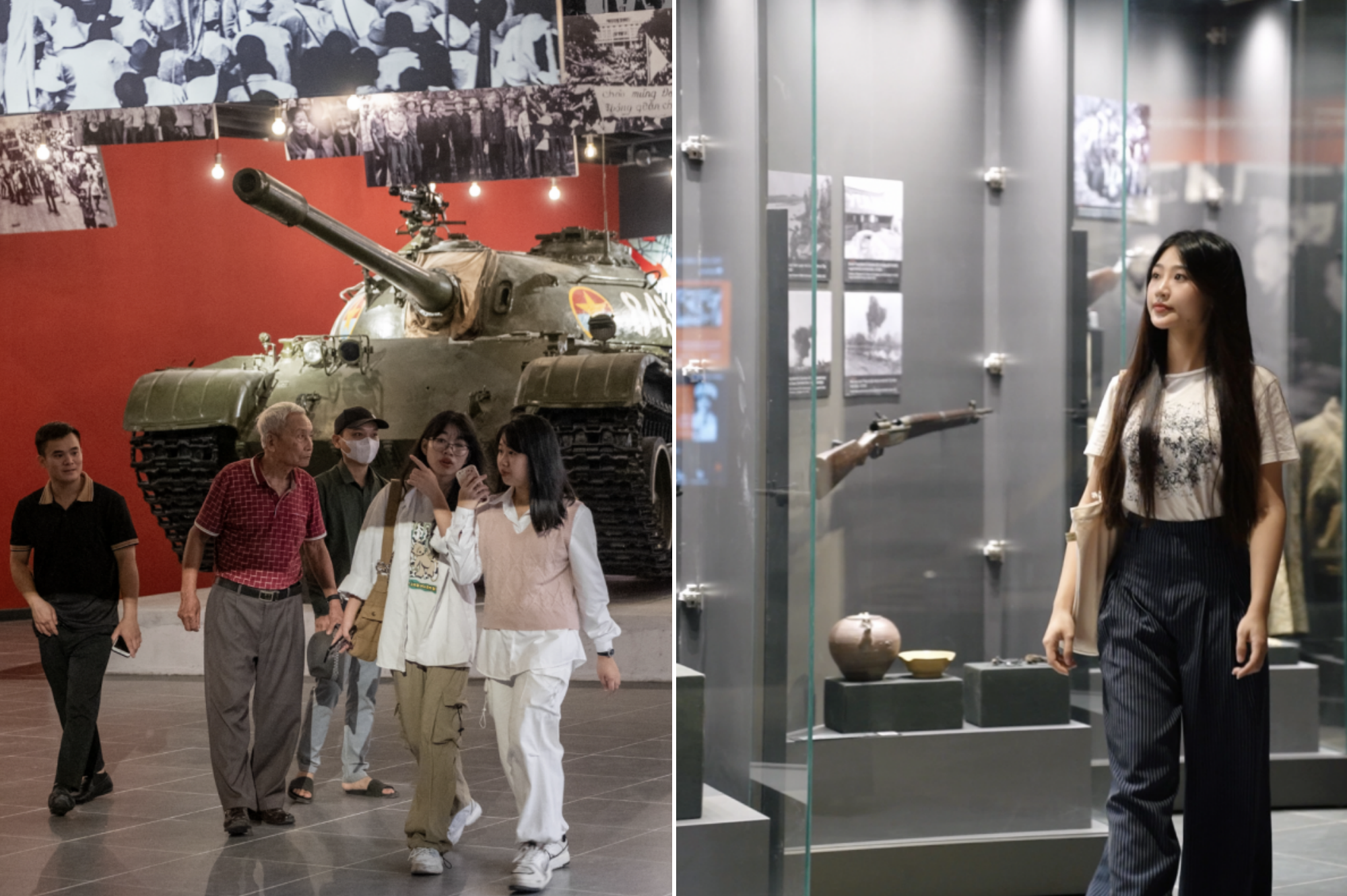 Giới trẻ đồng loạt rủ nhau đi tham quan bảo tàng để tìm hiểu lịch sử nước nhà. (Ảnh: Lữ Phụng Tiên)