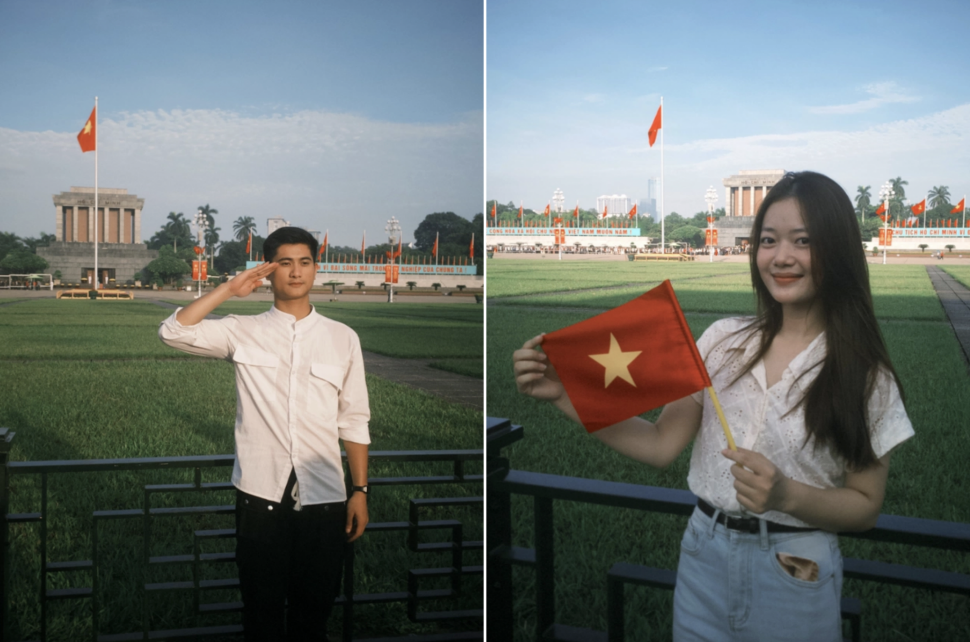 Thay vì đi chơi đâu xa, giới trẻ rất thích thú đi xem lễ thượng cờ ở Quảng trường Ba Đình vào ngày 2/9. (Ảnh: Hải My)