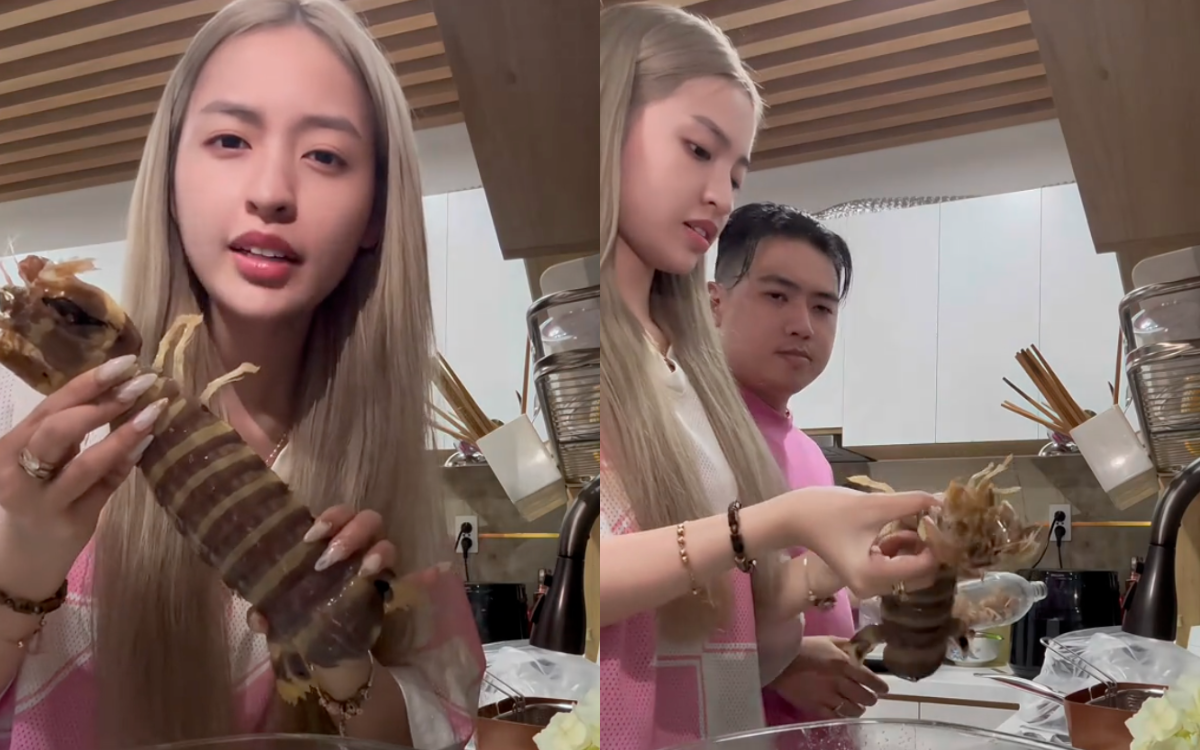 Trong clip Thanh Tâm thể hiện sự vụng về, không biết chế biến món ăn