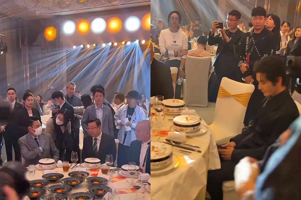 Huỳnh Hiểu Minh ngồi cô đơn trong khi Lưu Đức Hoa được vây quanh.