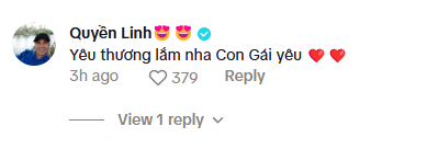 Quyền Linh cũng bình luận thể hiện tình cảm với con gái khiến dân tình không khỏi thích thú.