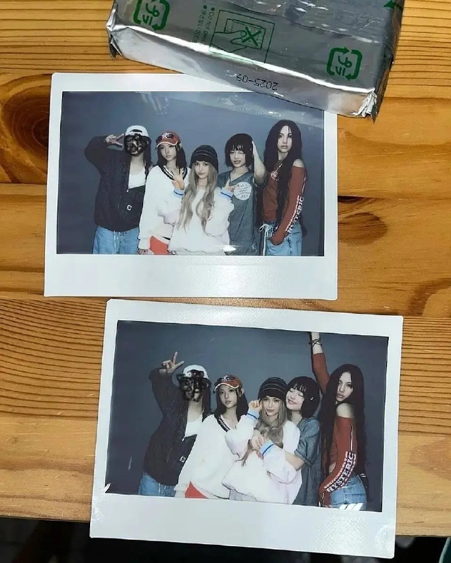 Hình ảnh được thành viên Haerin đăng tải trên trang cá nhân Instagram của mình, có thể thấy gương mặt của thành viên Minji bị tô đen