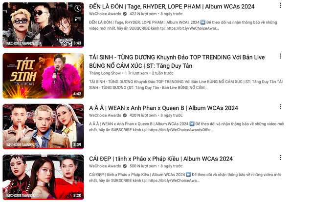 Các ca khúc khác gồm Đến Là Đón, A Ă Â và Cái Đẹp đều 