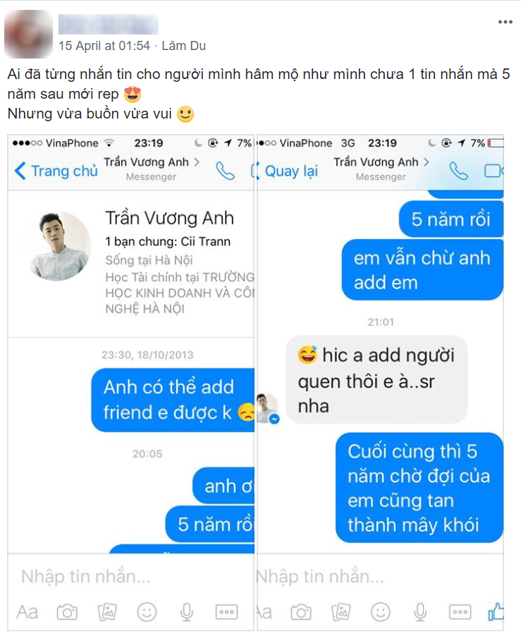 Cô nàng 'nhọ' nhất năm: Nhắn tin cho thần tượng 5 năm sau mới được trả lời, nên vui hay buồn? Cô nàng 'nhọ' nhất năm: Nhắn tin cho thần tượng 5 năm sau mới được trả lời, nên vui hay buồn?