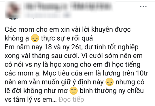 Cô gái 18 tuổi chuẩn bị lấy chồng, muốn đi học tiếp thì anh người yêu tuyên bố: Tôi lấy vợ về để chăm sóc mẹ tôi!