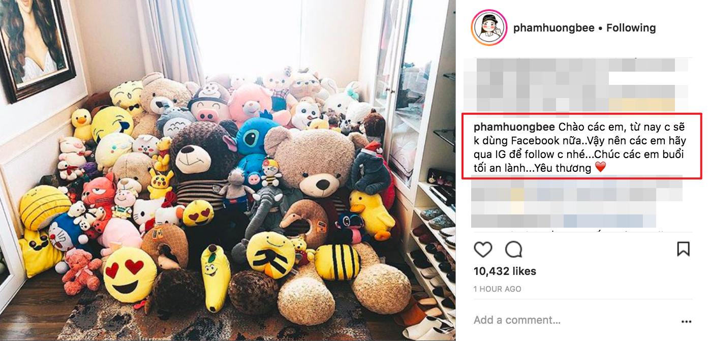 Phạm Hương tuyên bố sẽ không còn sử dụng facebook