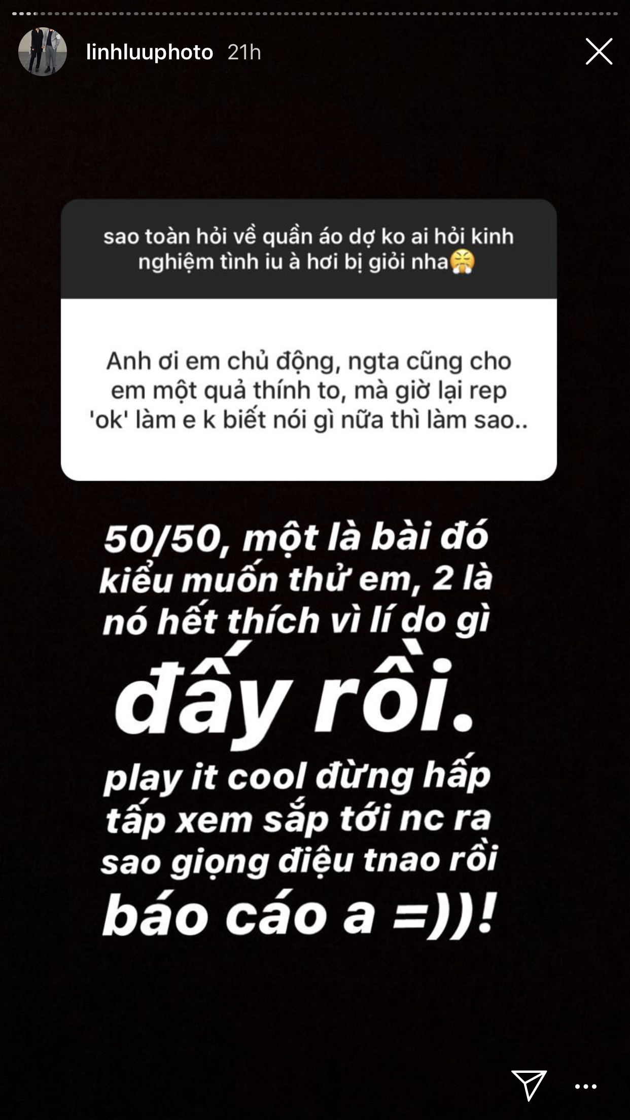 Ngày xưa có anh Chánh Văn, còn giờ có một tập đoàn tư vấn tình cảm, công việc, cuộc sống... trên Insta story - 5 Ngày xưa có anh Chánh Văn, còn giờ có một tập đoàn tư vấn tình cảm, công việc, cuộc sống... trên Insta story - 5