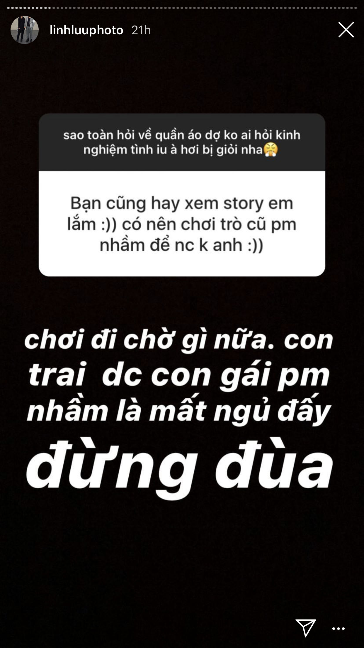 Ngày xưa có anh Chánh Văn, còn giờ có một tập đoàn tư vấn tình cảm, công việc, cuộc sống... trên Insta story - 8 Ngày xưa có anh Chánh Văn, còn giờ có một tập đoàn tư vấn tình cảm, công việc, cuộc sống... trên Insta story - 8