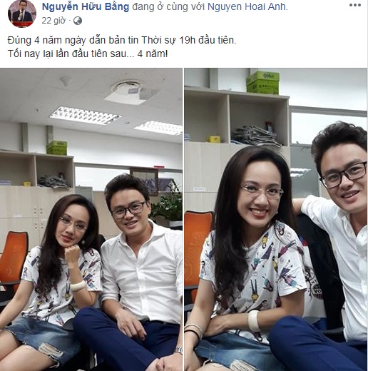 BTV Hoài Anh 'dìm hàng' BTV Hữu Bằng nhân kỷ niệm 4 năm lên sóng Thời sự 19h - 1 BTV Hoài Anh 'dìm hàng' BTV Hữu Bằng nhân kỷ niệm 4 năm lên sóng Thời sự 19h - 1
