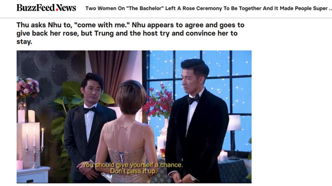 Báo chí quốc tế 'sốc' trước hai cô gái đồng tính 'tìm thấy nhau' khi tham gia Anh chàng độc thân - 1 Báo chí quốc tế 'sốc' trước hai cô gái đồng tính 'tìm thấy nhau' khi tham gia Anh chàng độc thân - 1